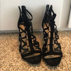 Black strappy heels